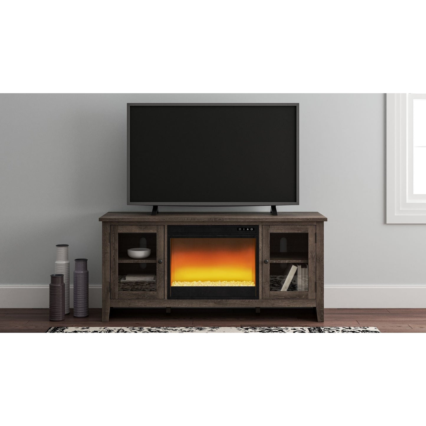 Arlenbry Credenza With Fireplace - Gray