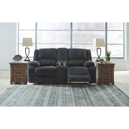 Draycoll Power Reclining Loveseat with Console - Slate