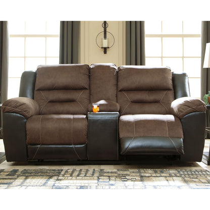 Earhart Reclining Loveseat with Console - Chestnut