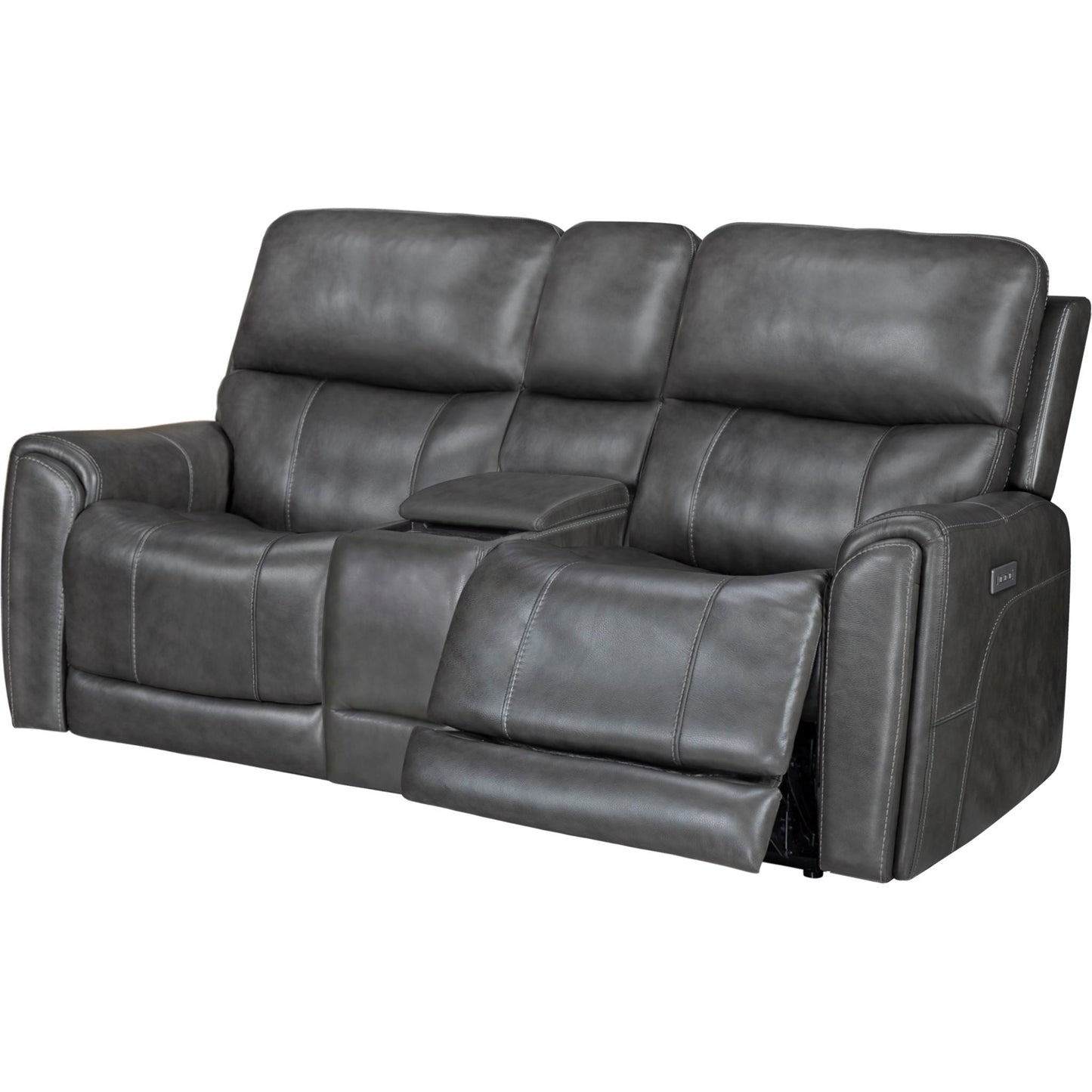 Damon Power Reclining Loveseat with Power Console - Rainier Steel
