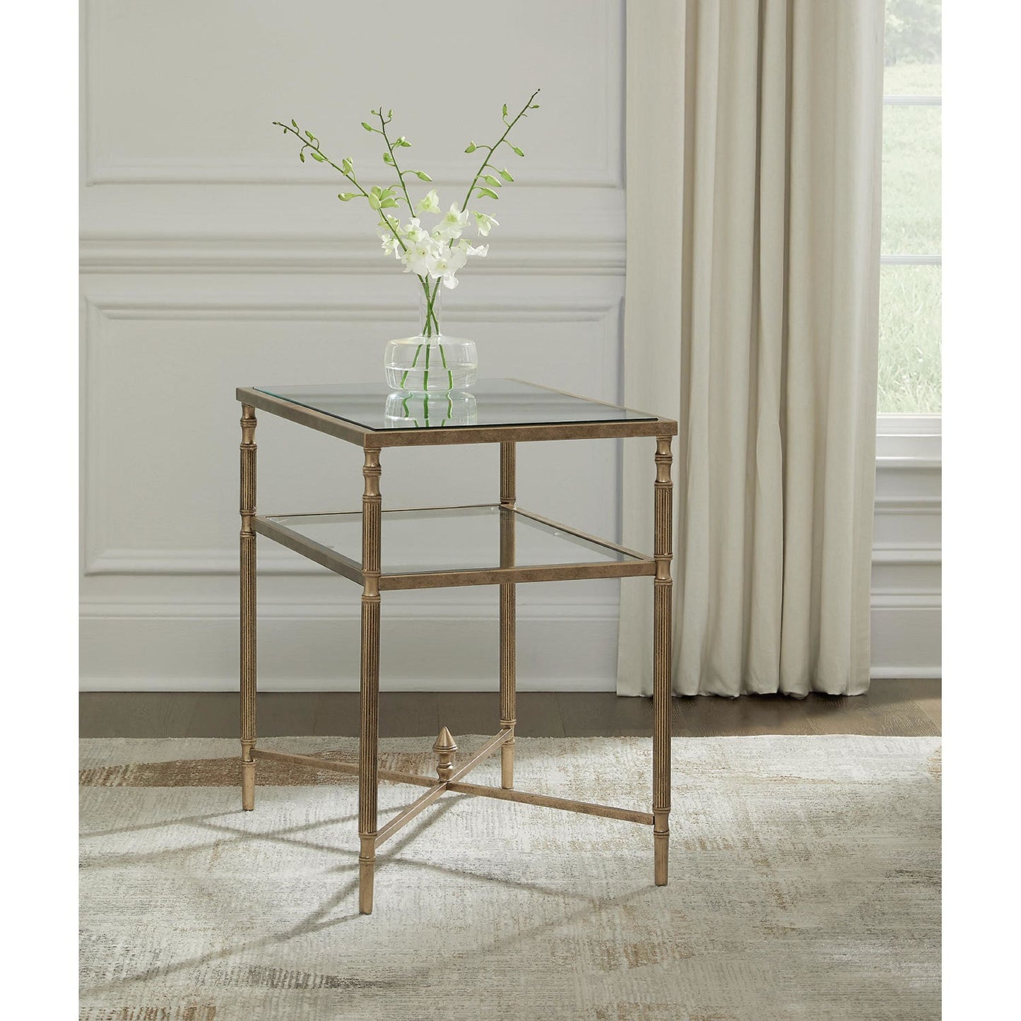 Cloverty End Table - Aged Gold Finish