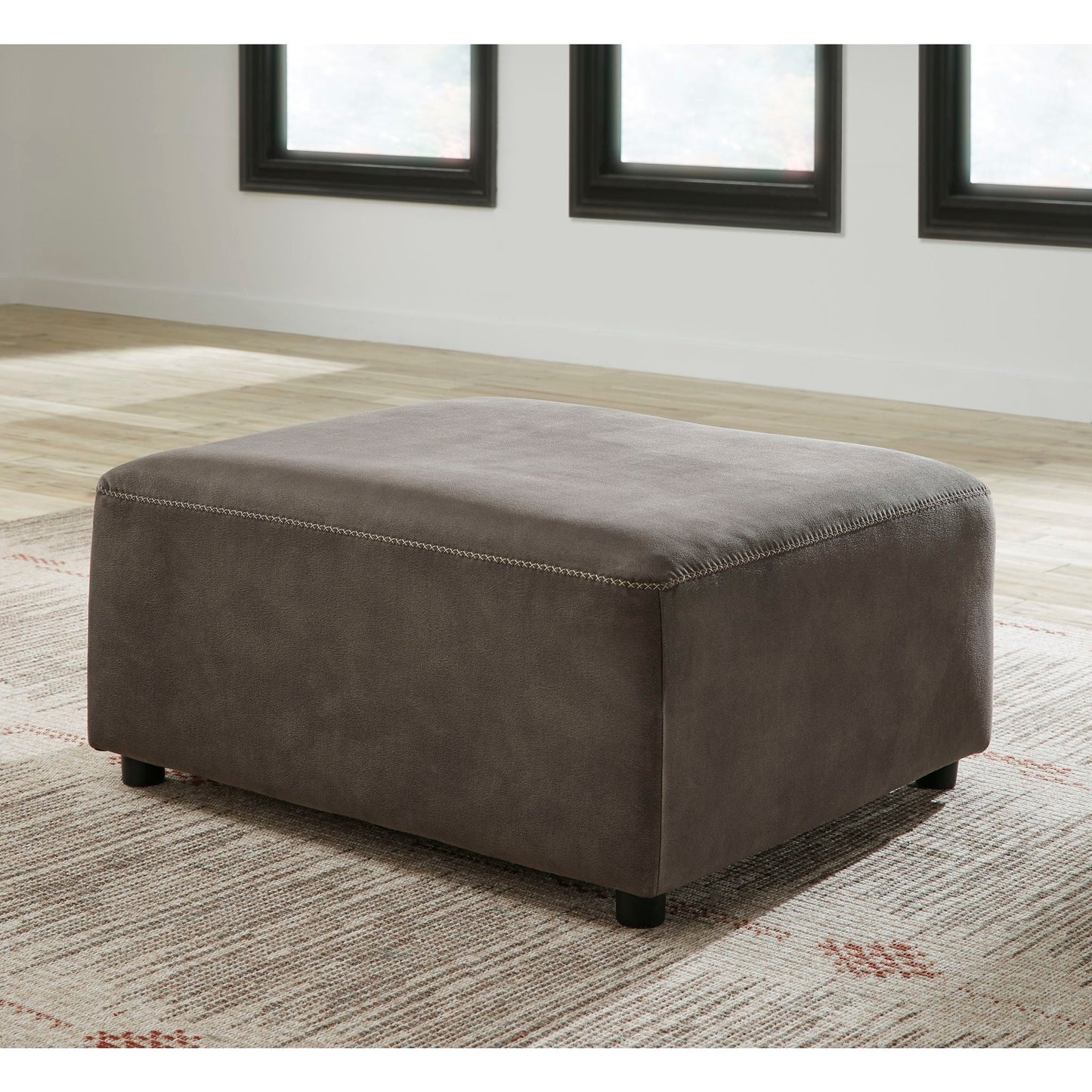 Allena Oversized Accent Ottoman - Gunmetal