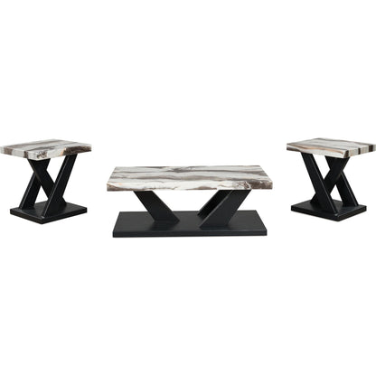 Cendill 3 Pack Tables - Dark Brown/White/Black