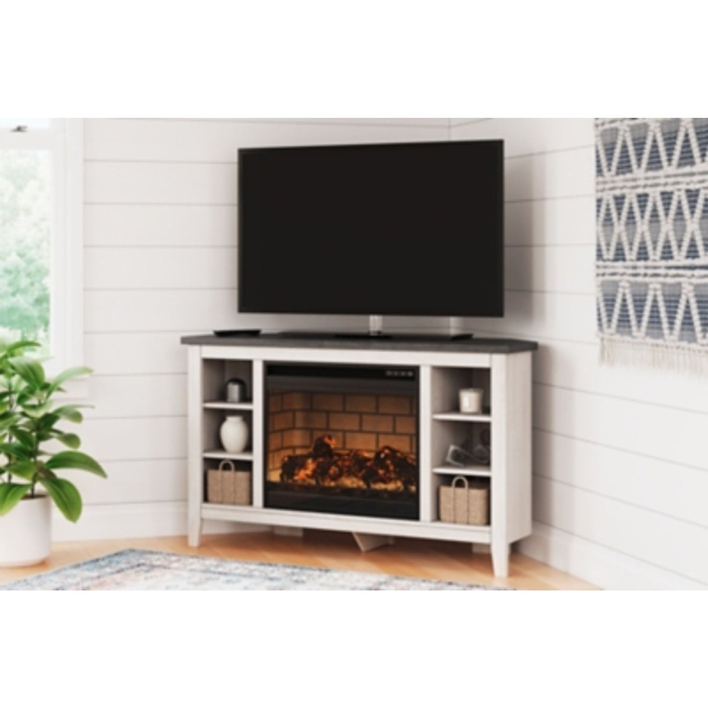 Dorrinson Entertainment Unit with Fireplace - Two-tone