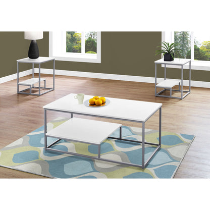 Arianna 3 Pack Tables - White/Silver
