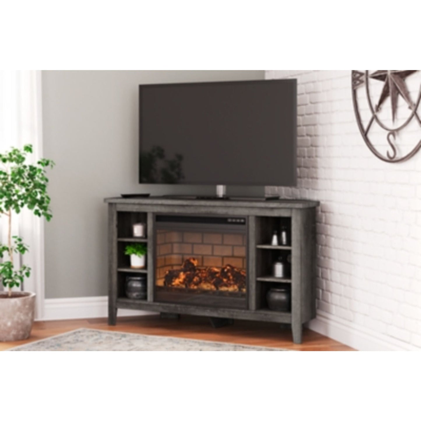 Arlenbry Entertainment Unit with Fireplace - Gray