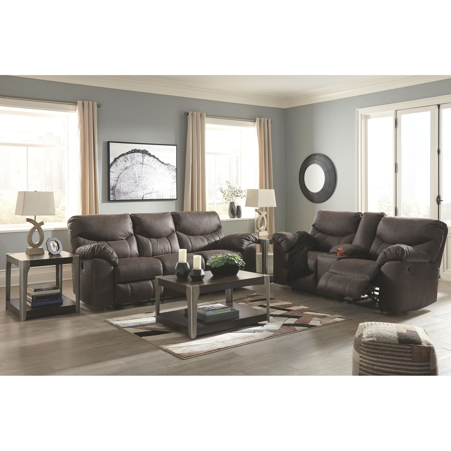 Boxberg Reclining Loveseat with Console - Teak