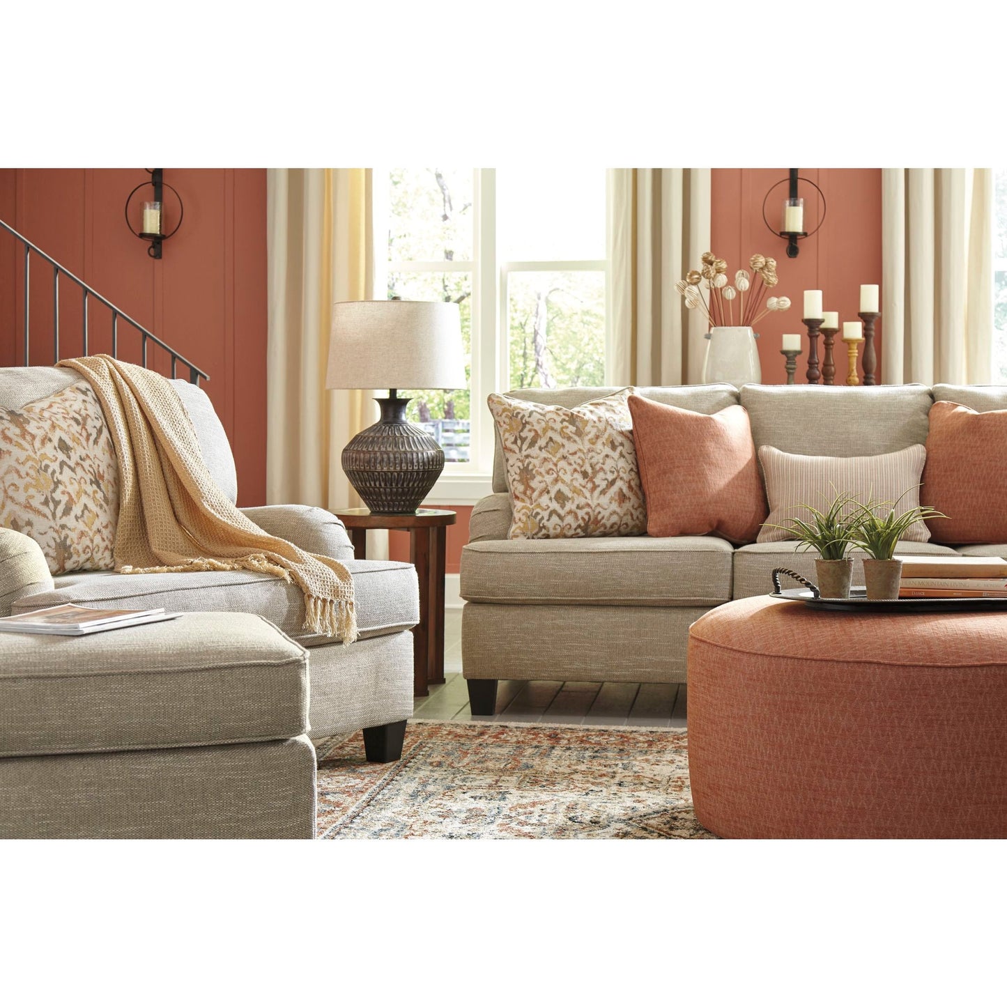 Almanza Oversized Accent Ottoman - Henna