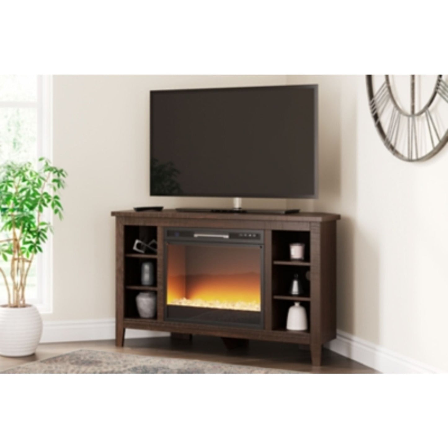 Camiburg Entertainment Unit with Fireplace - Warm Brown