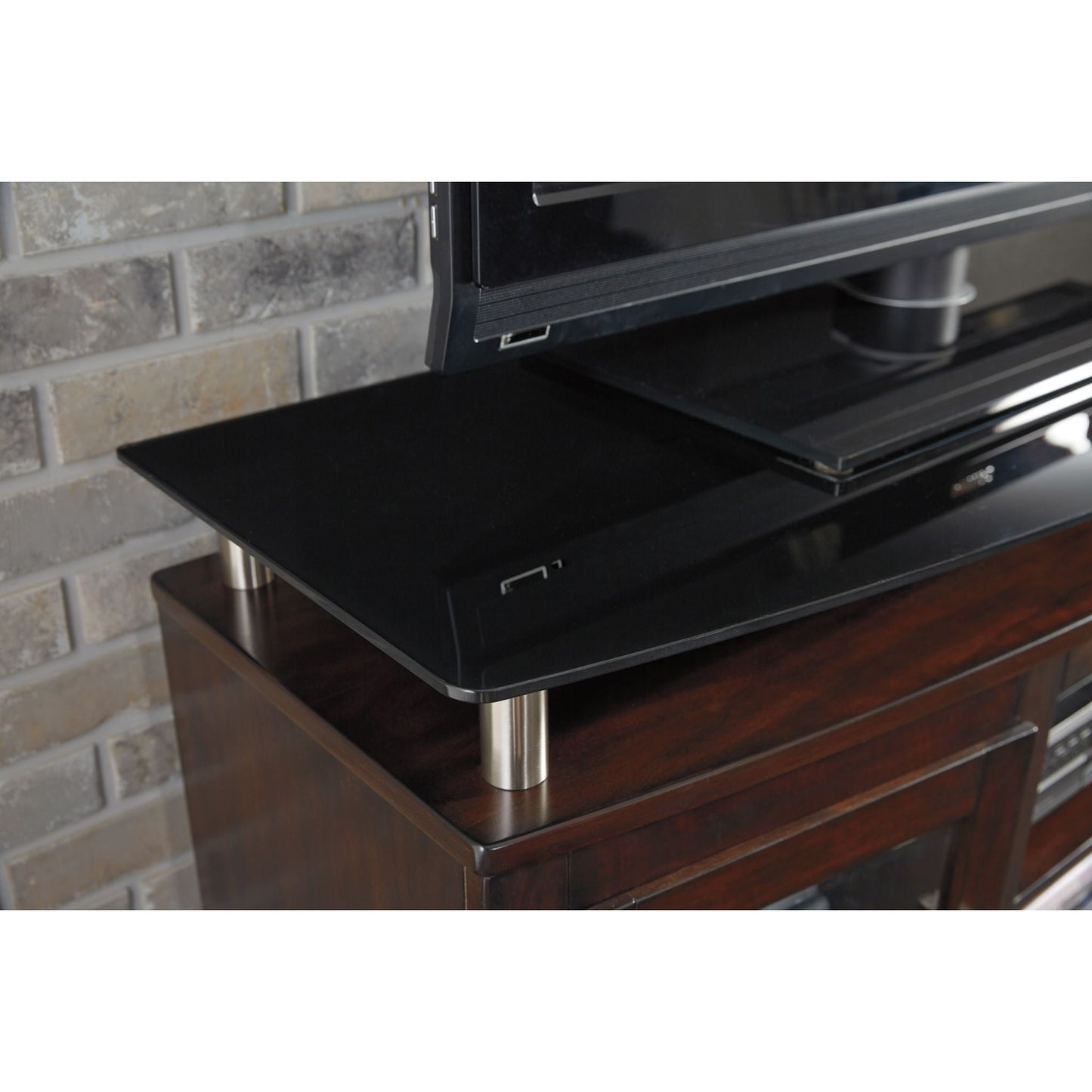 Chanceen TV Stand with Fireplace - Dark Brown