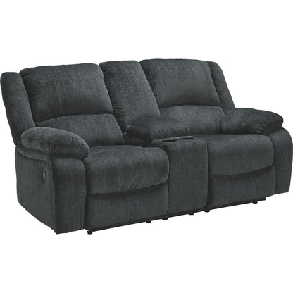 Draycoll Reclining Loveseat with Console - Slate