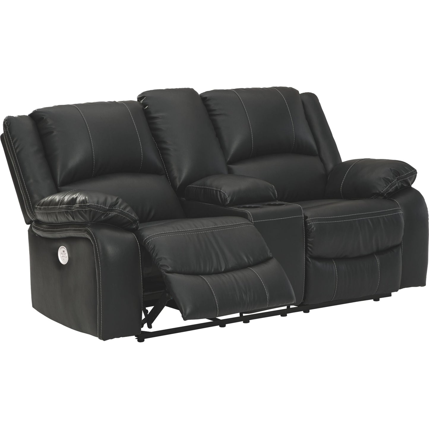 Calderwell Power Reclining Loveseat with Console - Black