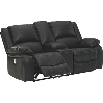 Calderwell Power Reclining Loveseat with Console - Black