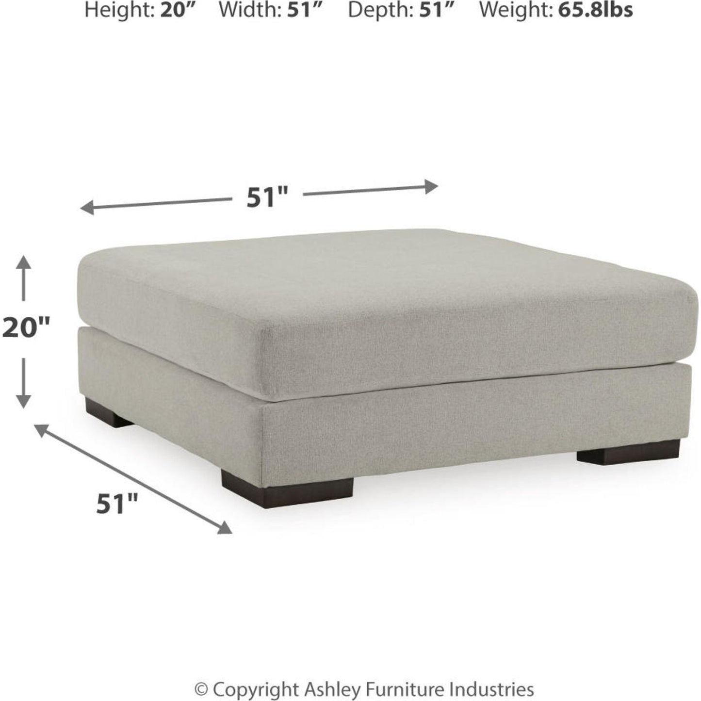 Artsie Oversized Accent Ottoman - Ash