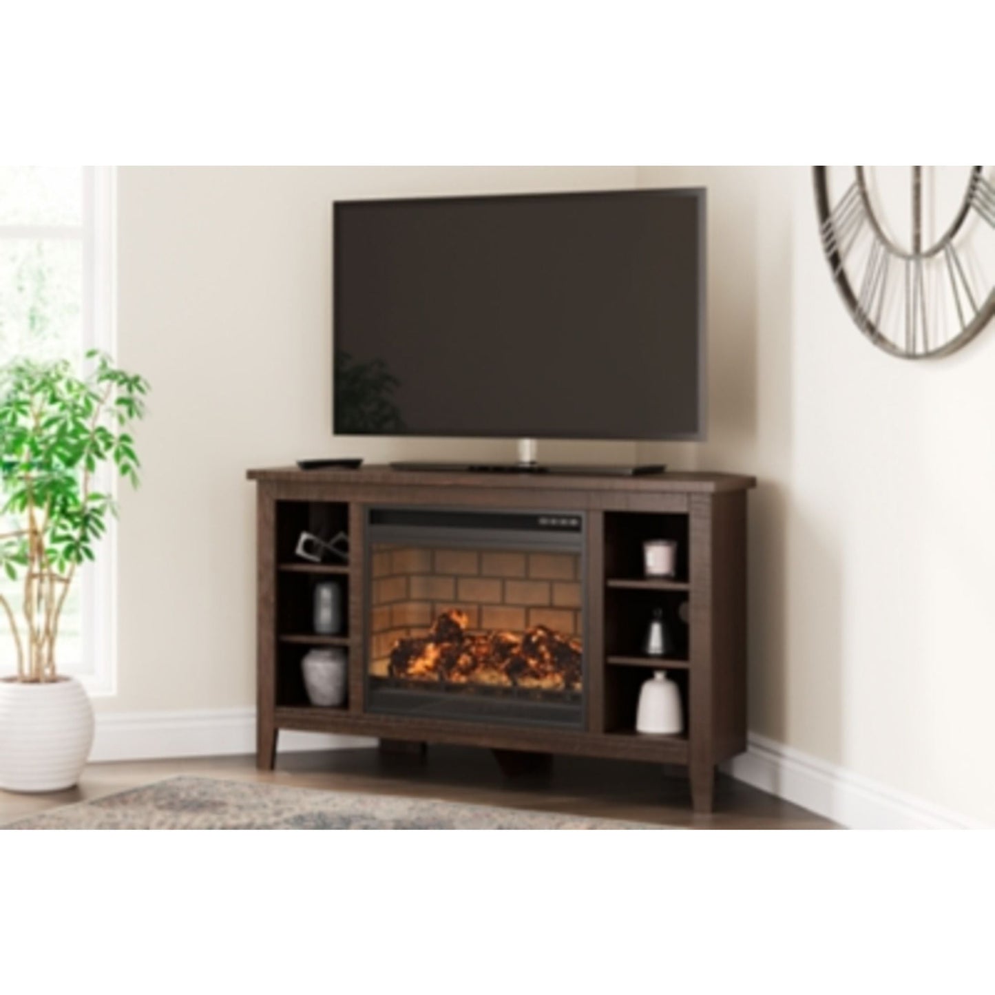 Camiburg Entertainment Unit with Fireplace - Warm Brown