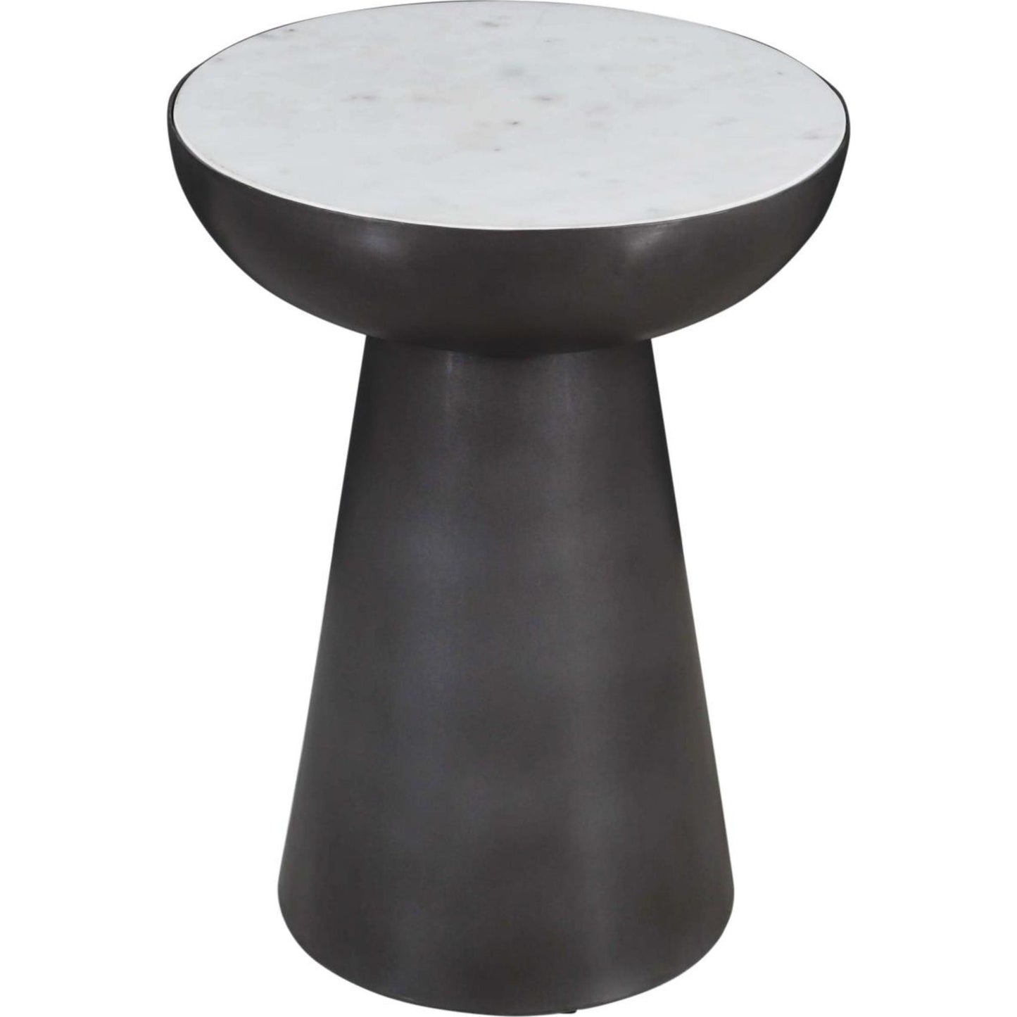Circularity Chairside End Table - White and Gunmetal