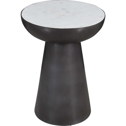 Circularity Chairside End Table - White and Gunmetal