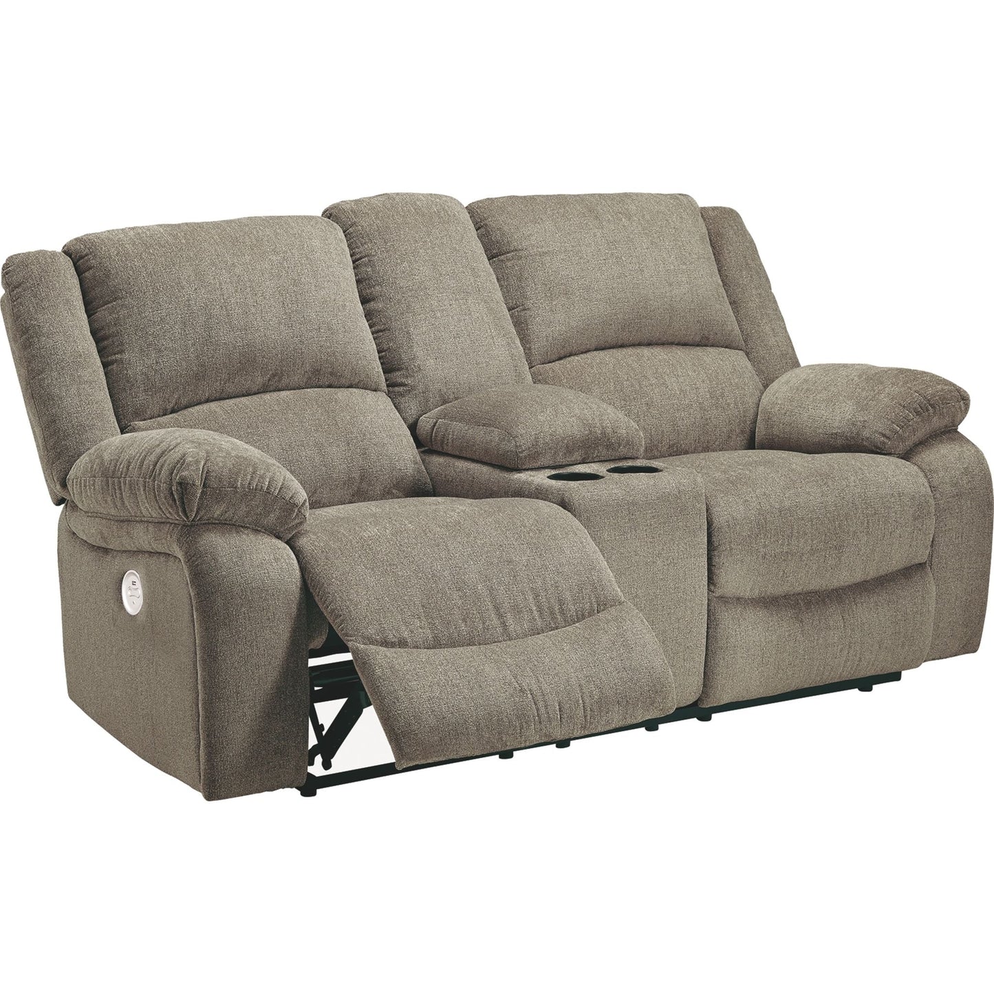 Draycoll Power Reclining Loveseat with Console - Pewter