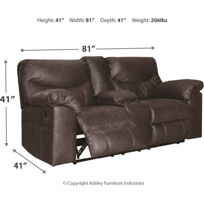 Boxberg Reclining Loveseat with Console - Teak