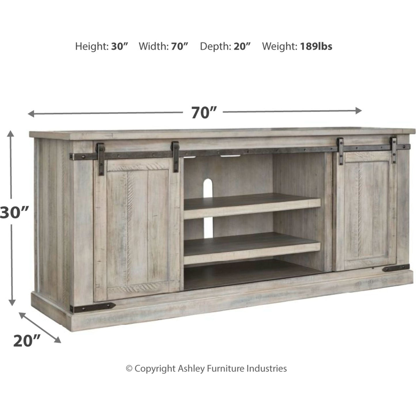 Carynhurst TV Stand - Whitewash