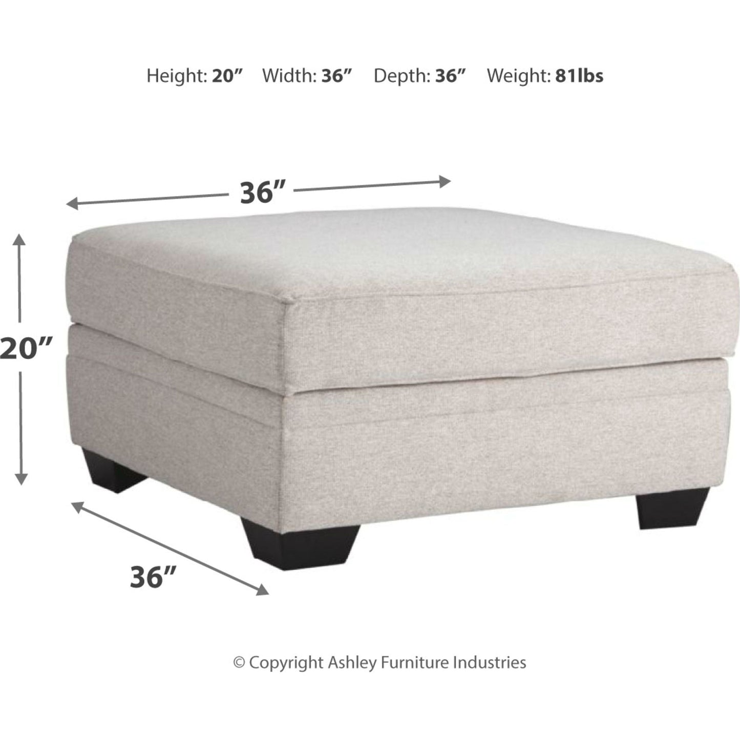 Dellara Storage Ottoman - Chalk