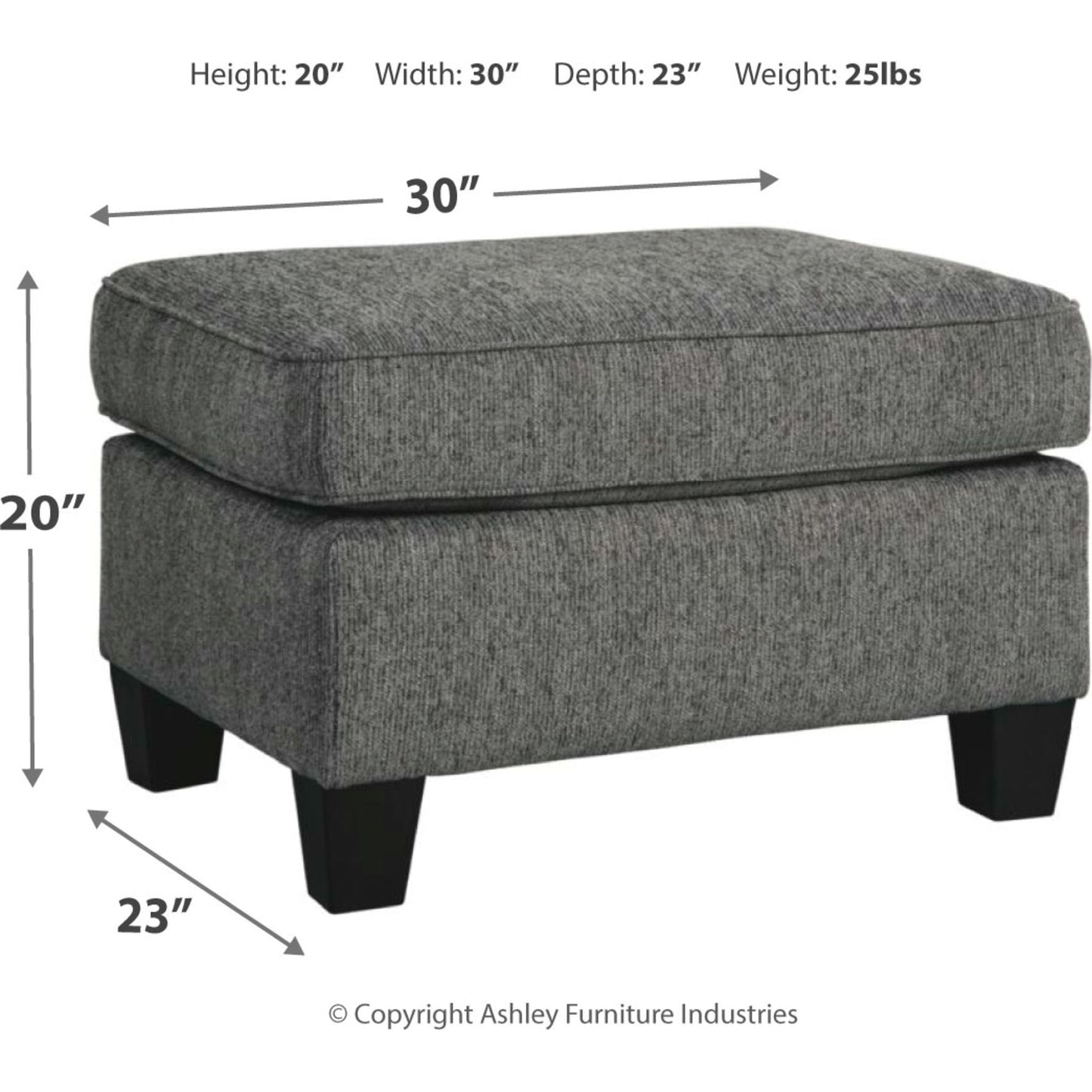 Agleno Ottoman - Charcoal