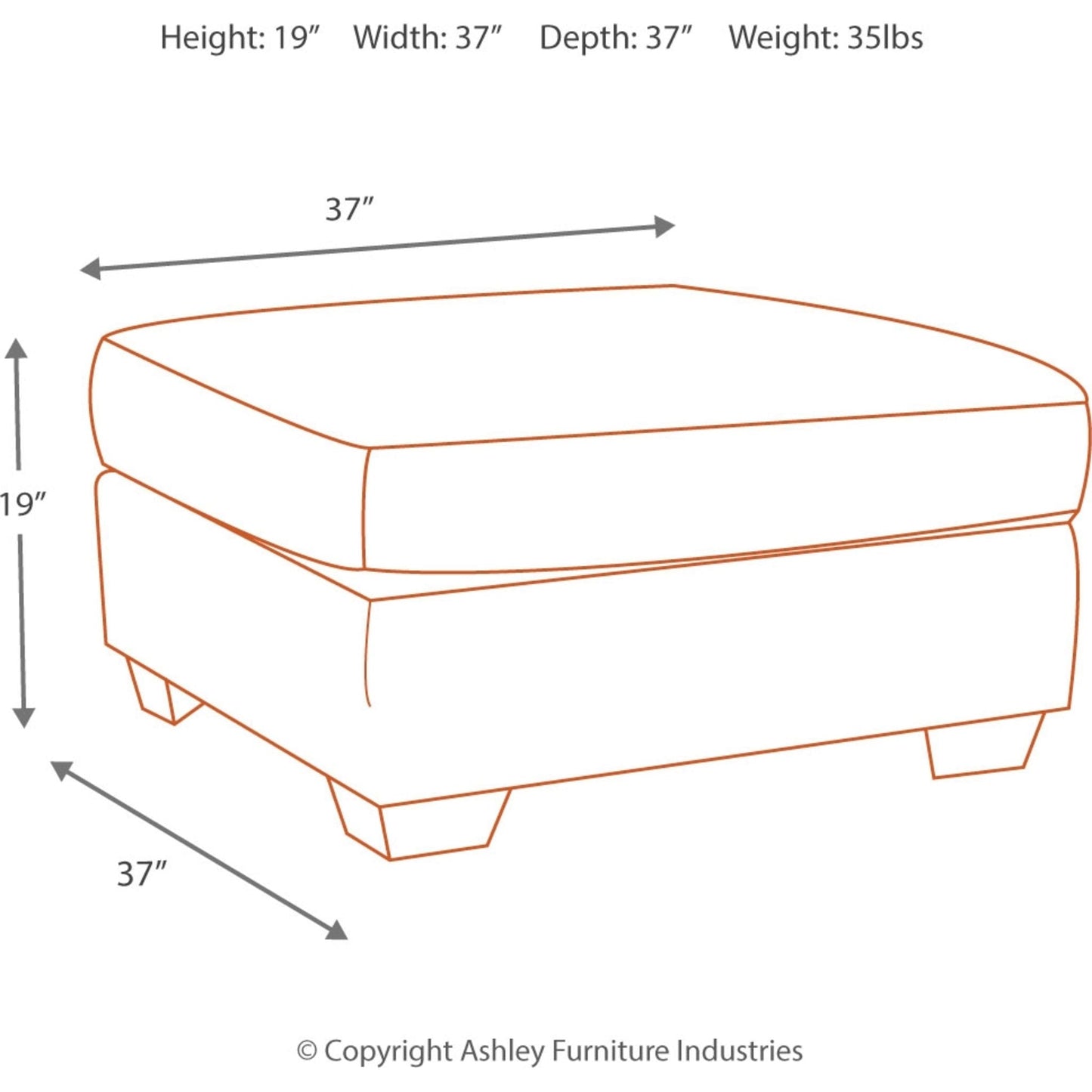 Accrington Oversized Accent Ottoman - Earth