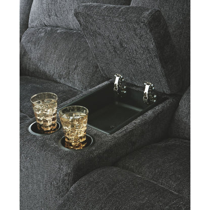 Draycoll Reclining Loveseat with Console - Slate