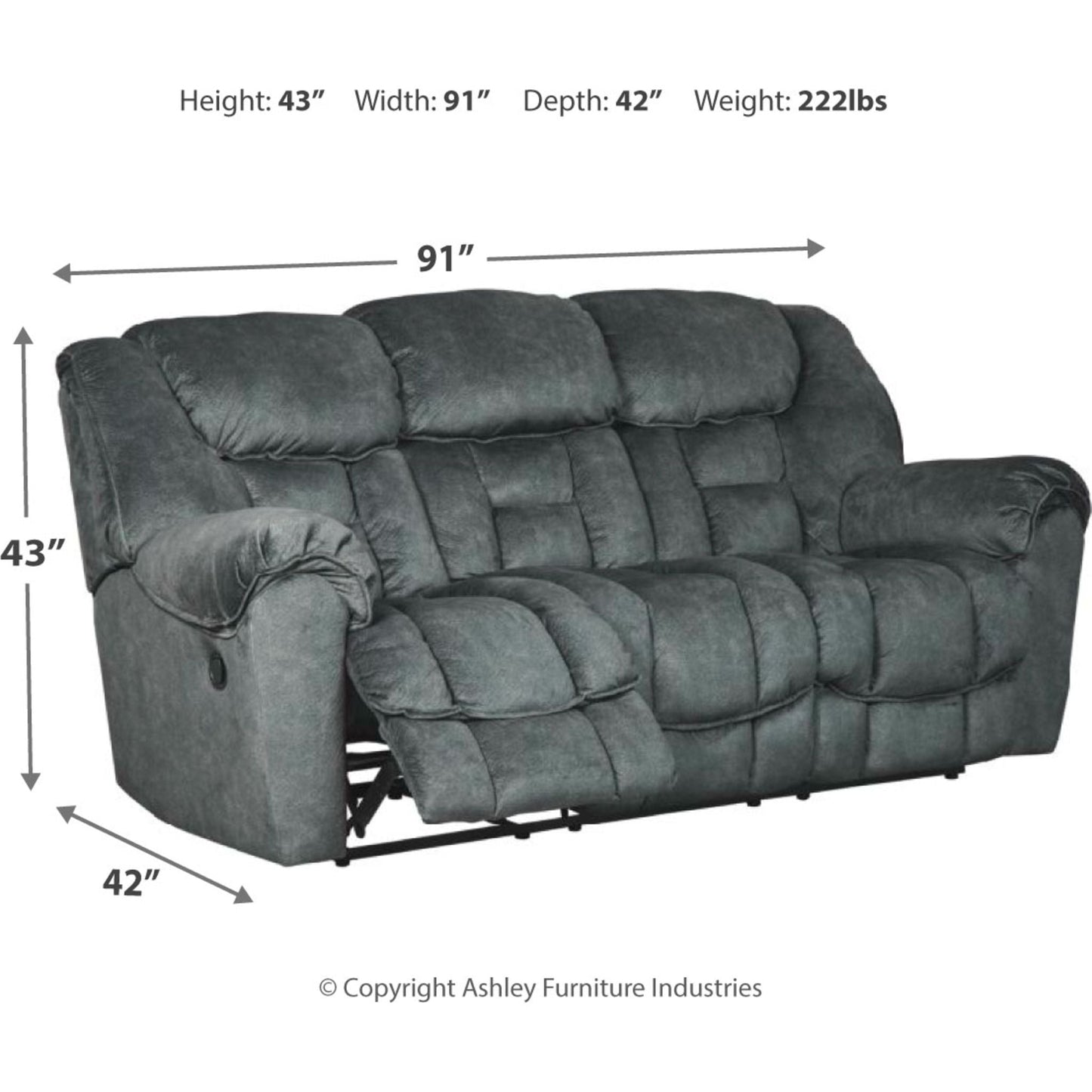 Capehorn Reclining Sofa - Granite