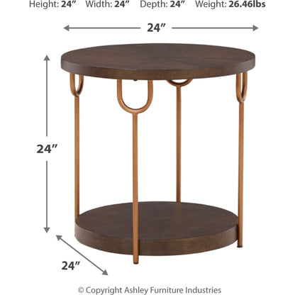 Brazburn End Table - Dark Brown/Gold Finish