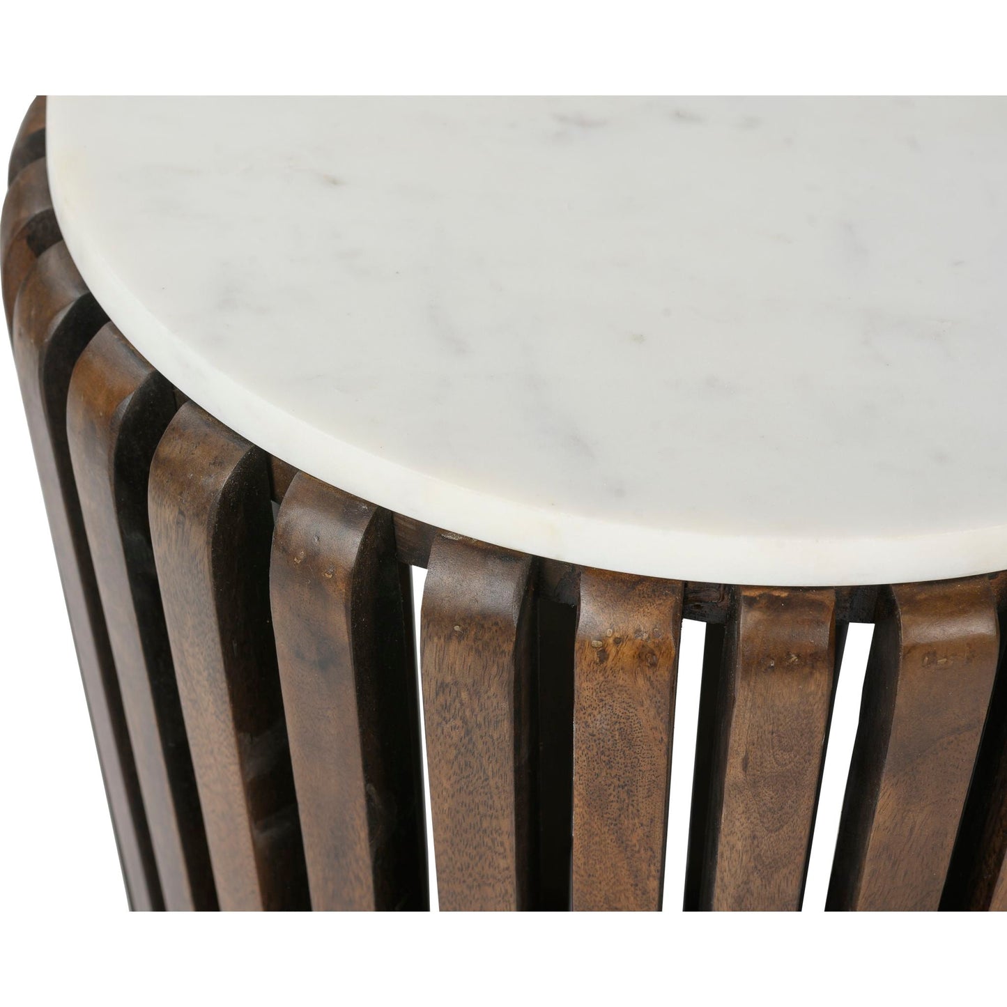 Alisha End Table - White Marble/Brown