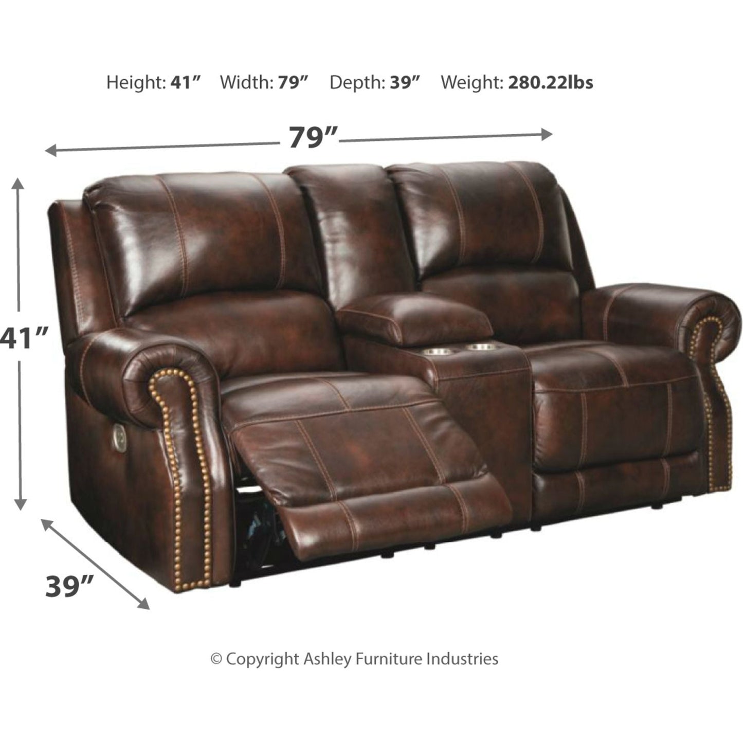 Buncrana Power Reclining Loveseat - Chocolate