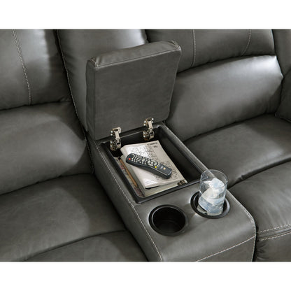 Calderwell Reclining Loveseat with Console - Gray