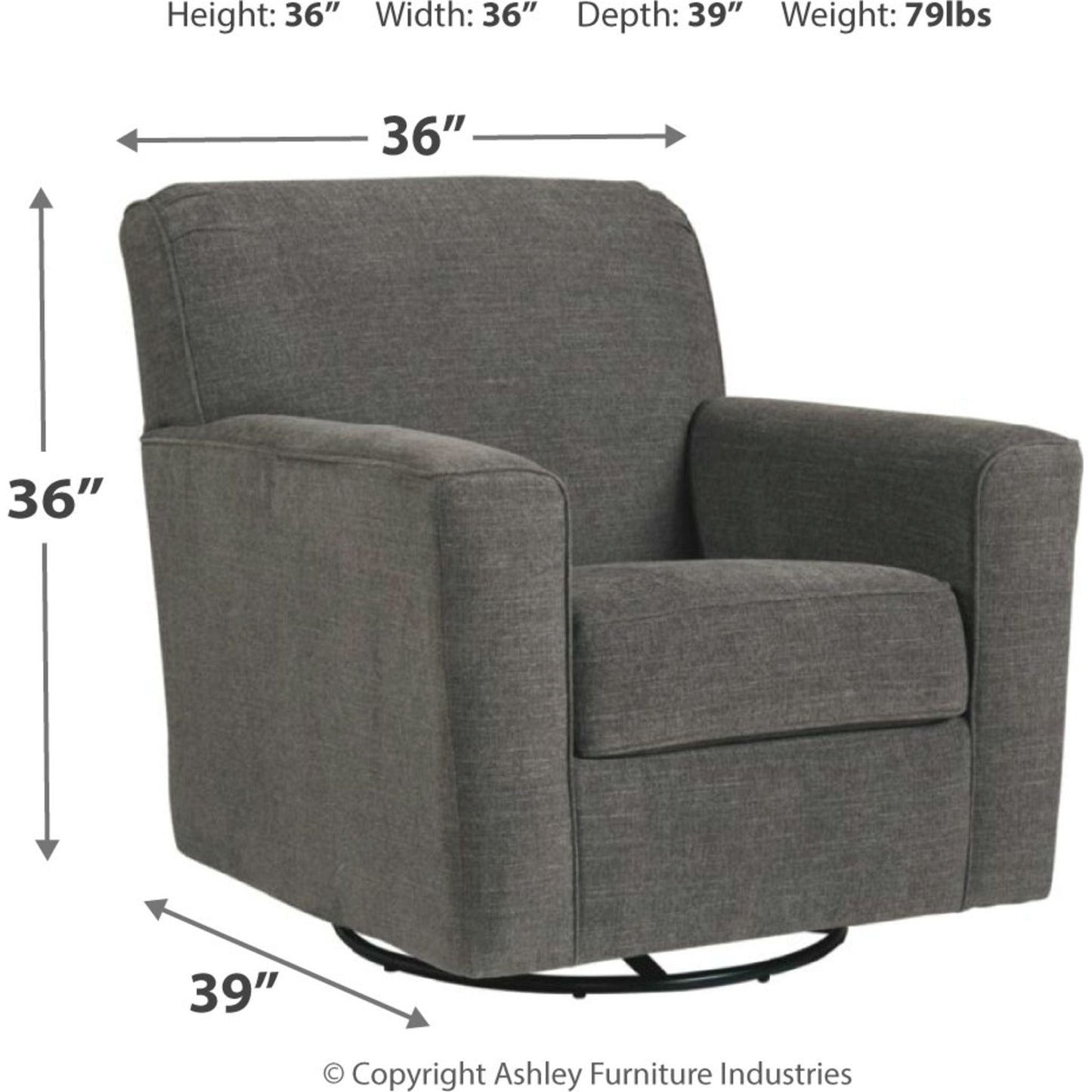 Alcona Swivel Chair - Charcoal