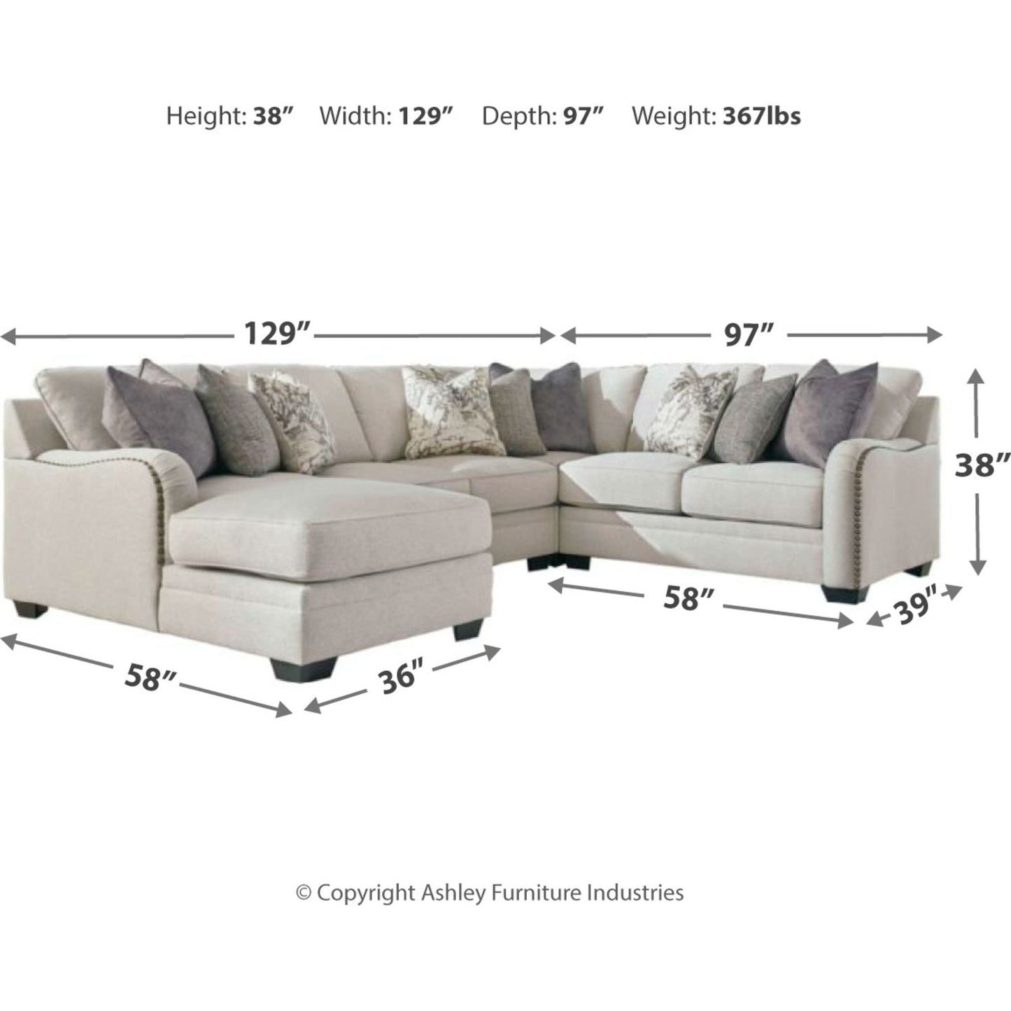 Dellara 4 Piece Sectional with Chaise