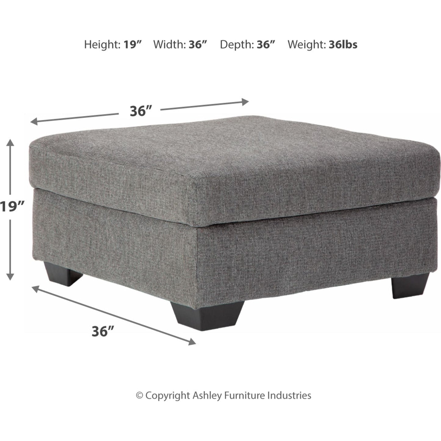 Dalhart Oversized Accent Ottoman - Charcoal