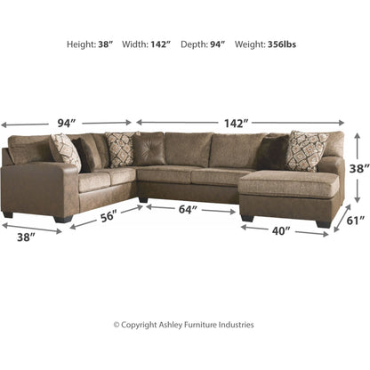 Abalone 3 Piece Sectional with Chaise