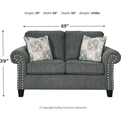 Agleno Loveseat - Charcoal