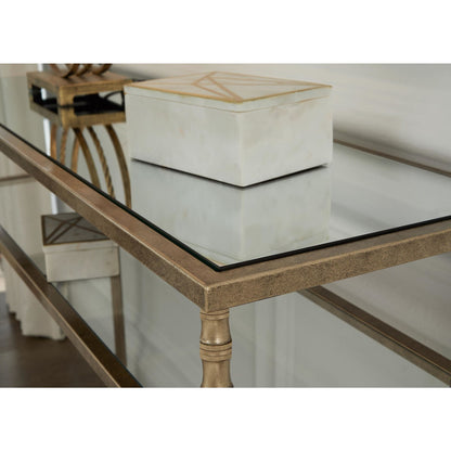 Cloverty Sofa Table - Aged Gold Finish
