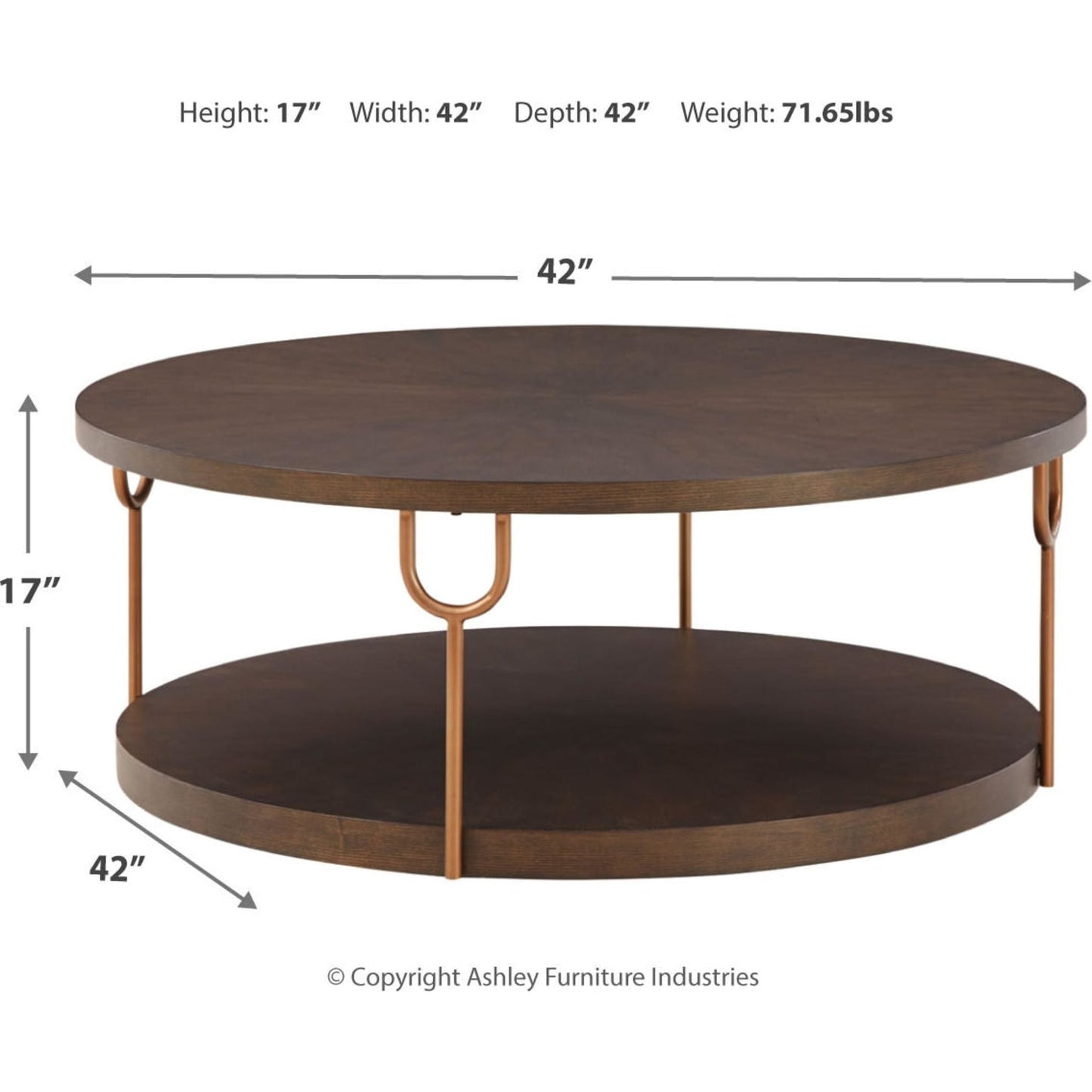 Brazburn Coffee Table - Dark Brown/Gold Finish
