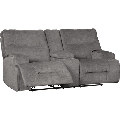 Coombs Reclining Loveseat with Console - Charcoal