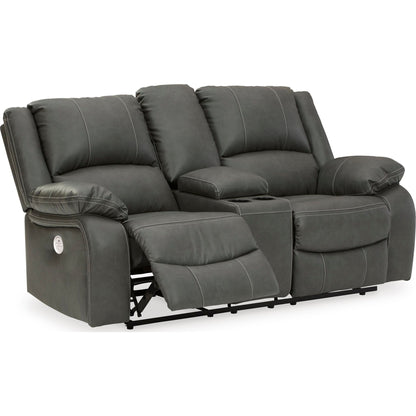 Calderwell Power Reclining Loveseat with Console - Gray
