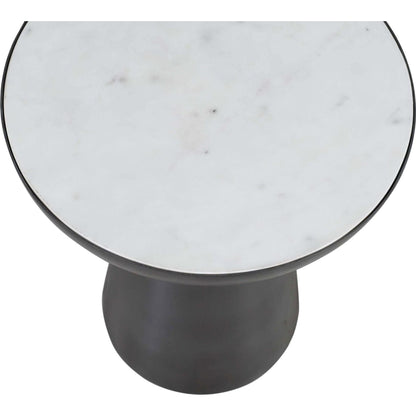 Circularity Chairside End Table - White and Gunmetal