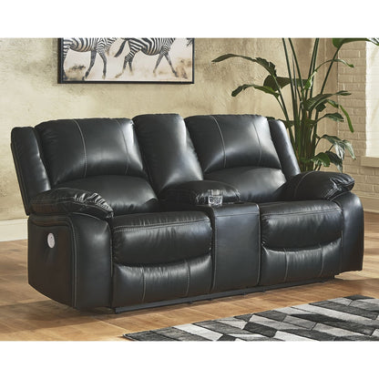 Calderwell Power Reclining Loveseat with Console - Black