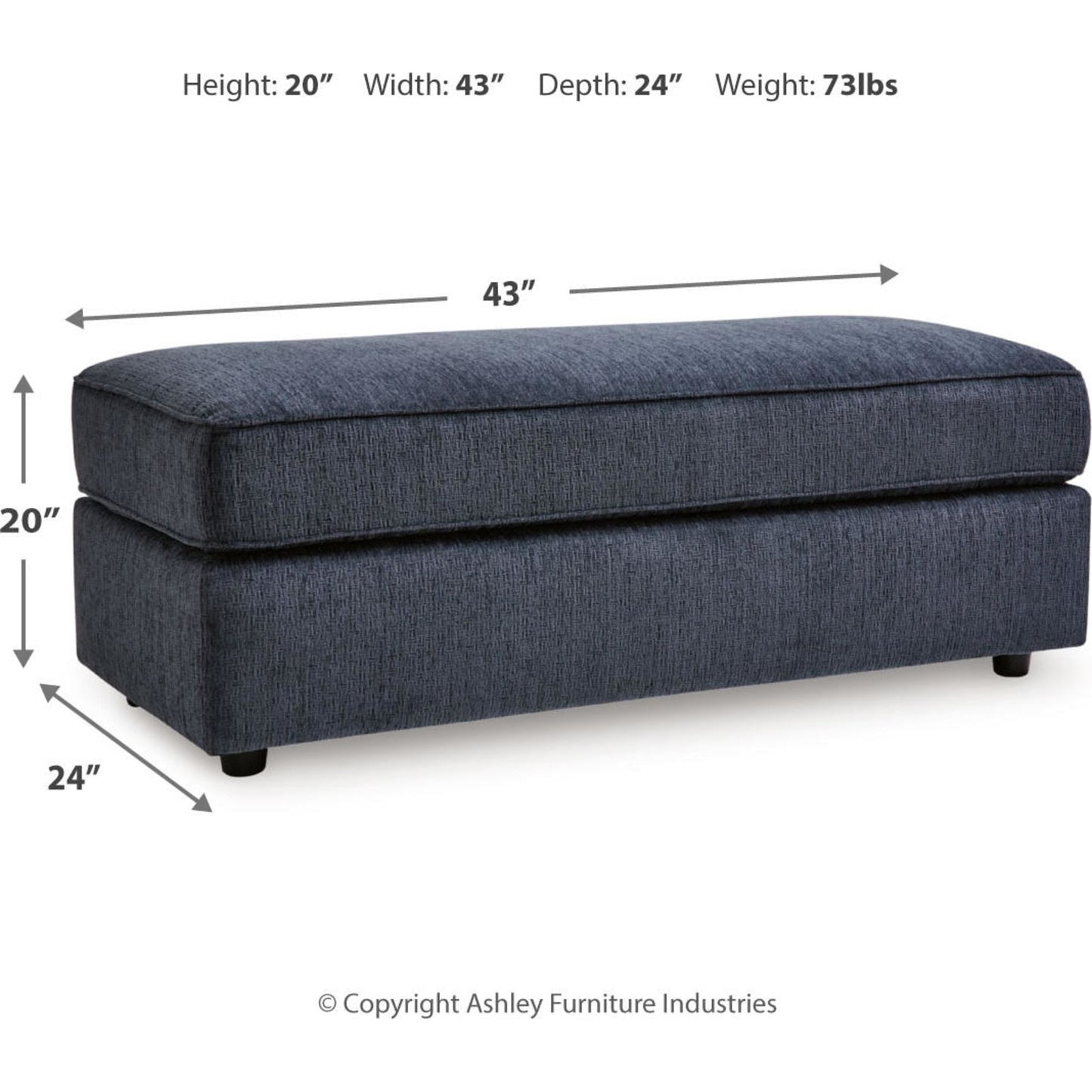 Albar Place Oversized Accent Ottoman - Cobalt