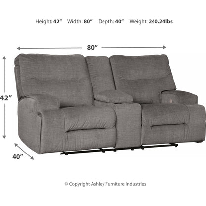 Coombs Reclining Loveseat with Console - Charcoal