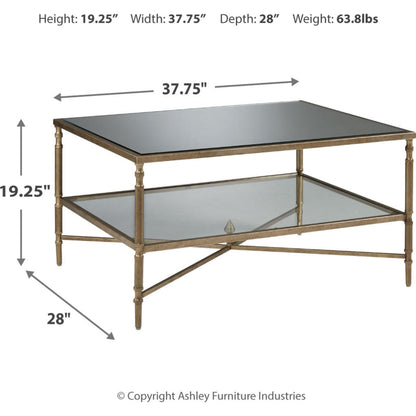 Cloverty Coffee Table - Aged Gold Finish