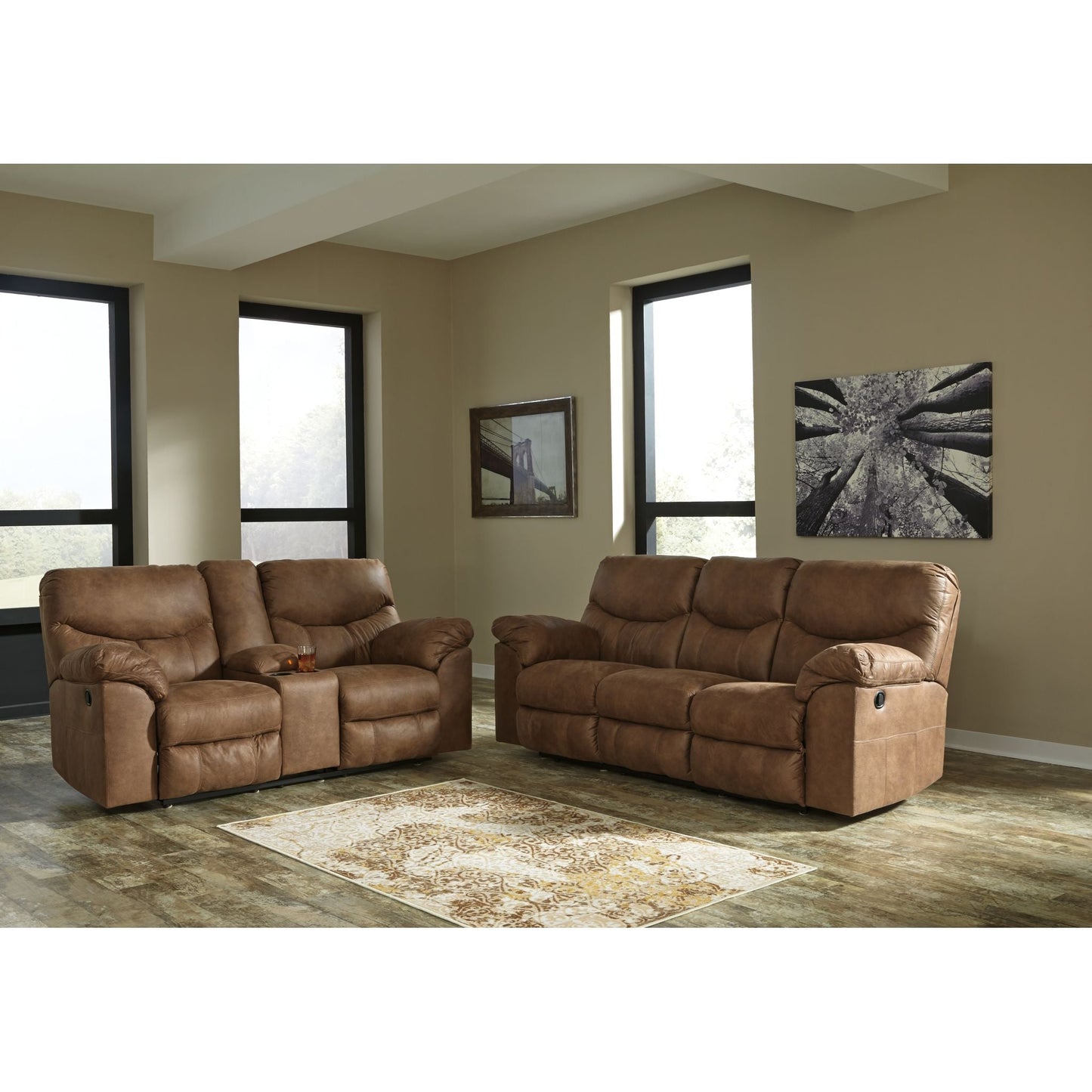 Boxberg Reclining Loveseat with Console - Bark