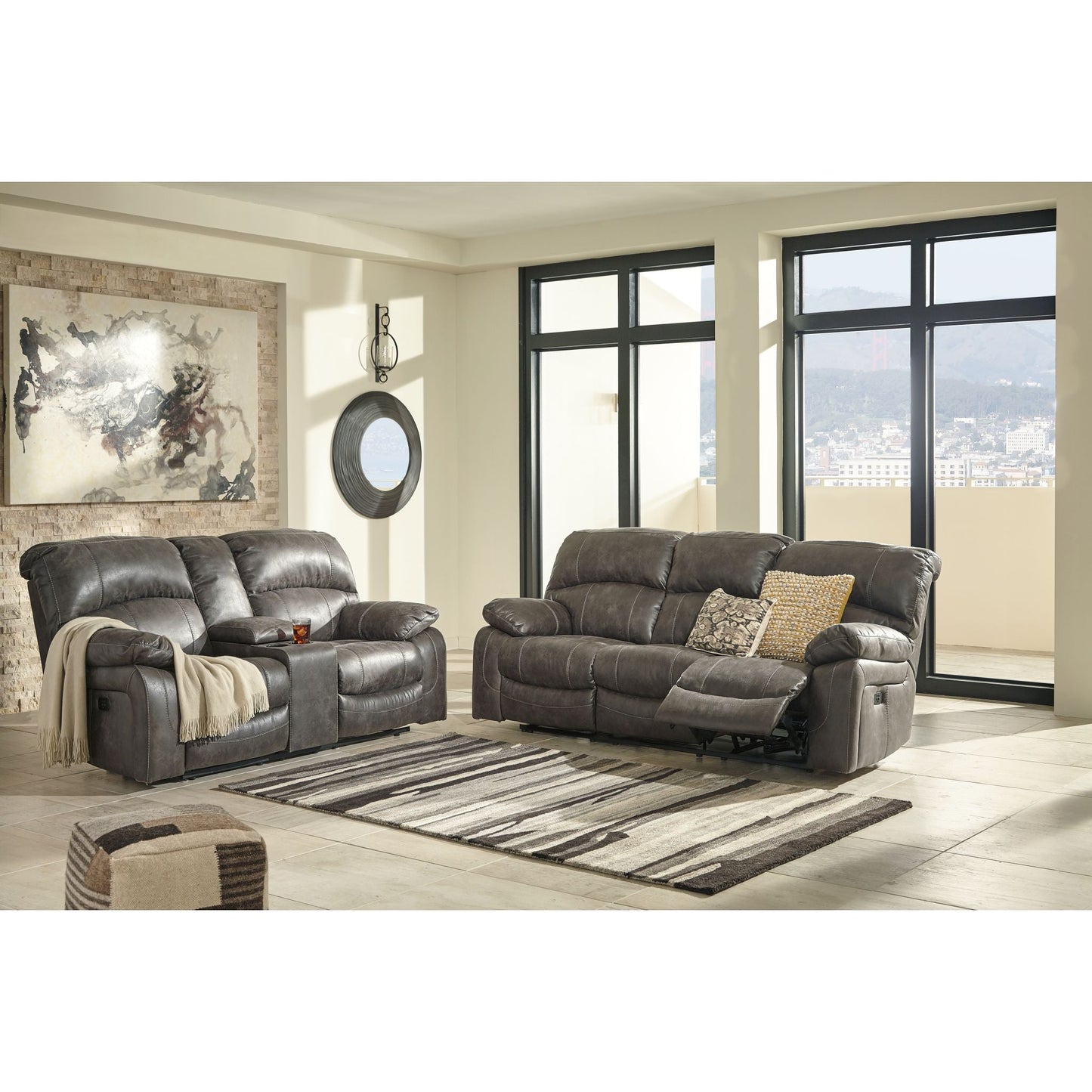 Dunwell Power Reclining Loveseat with Console - Steel