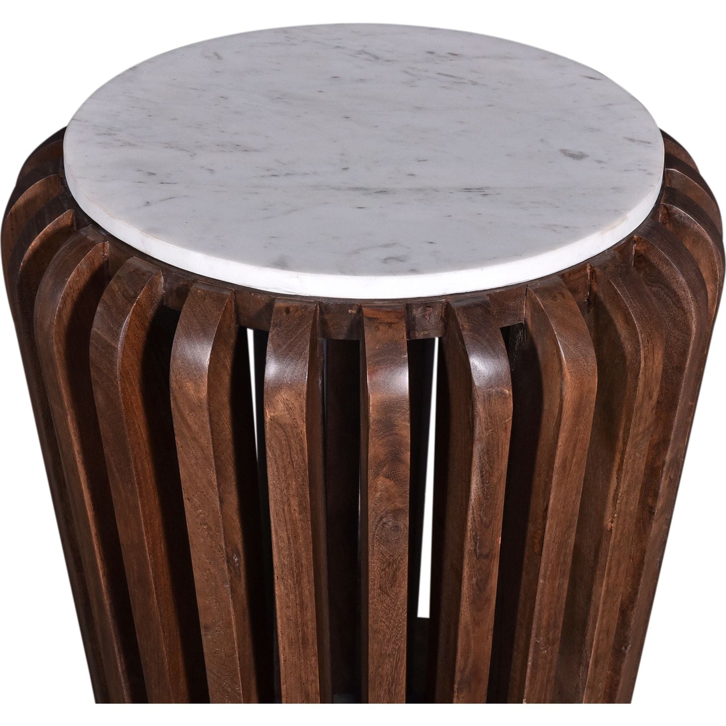 Alisha End Table - White Marble/Brown